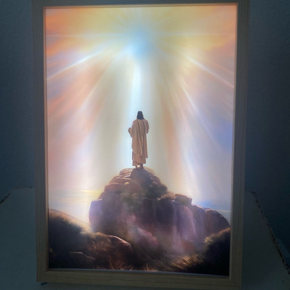 Lighted Jesus on the mountain